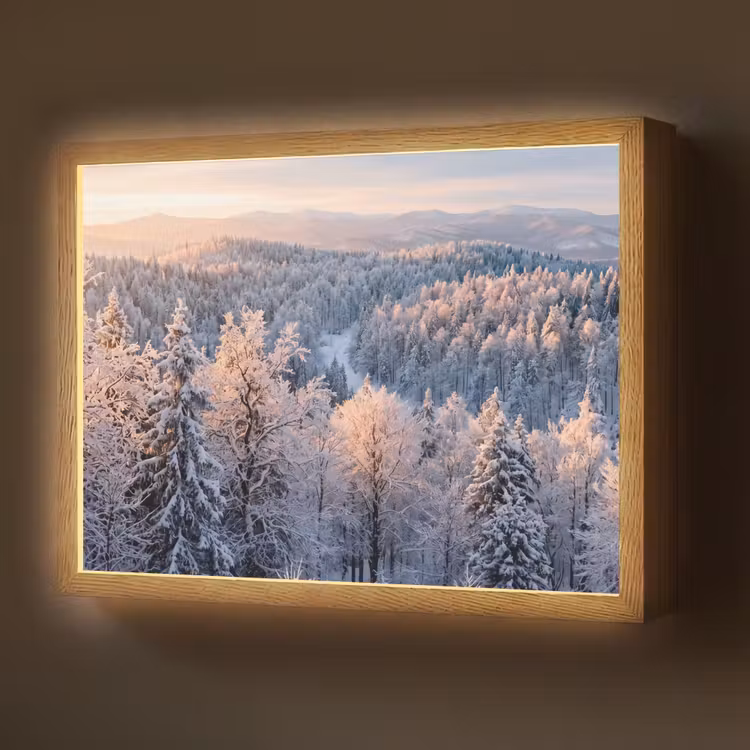 Lightbox - Wandlamp - Bos - Bergen - Goud - Winter - Warm — 1