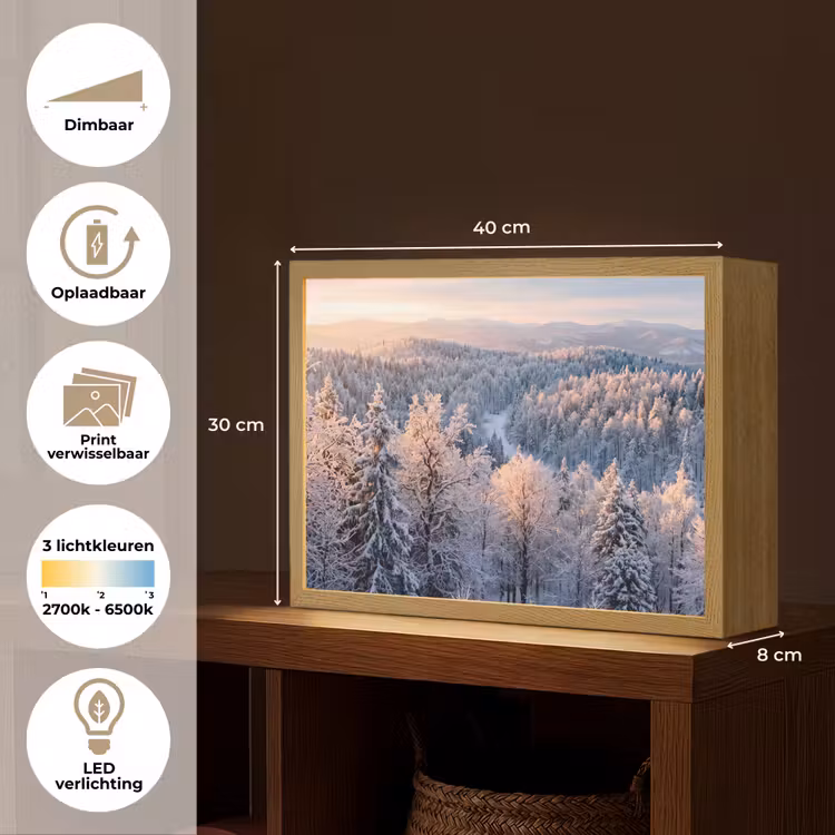Lightbox - Wandlamp - Bos - Bergen - Goud - Winter - Warm — 10