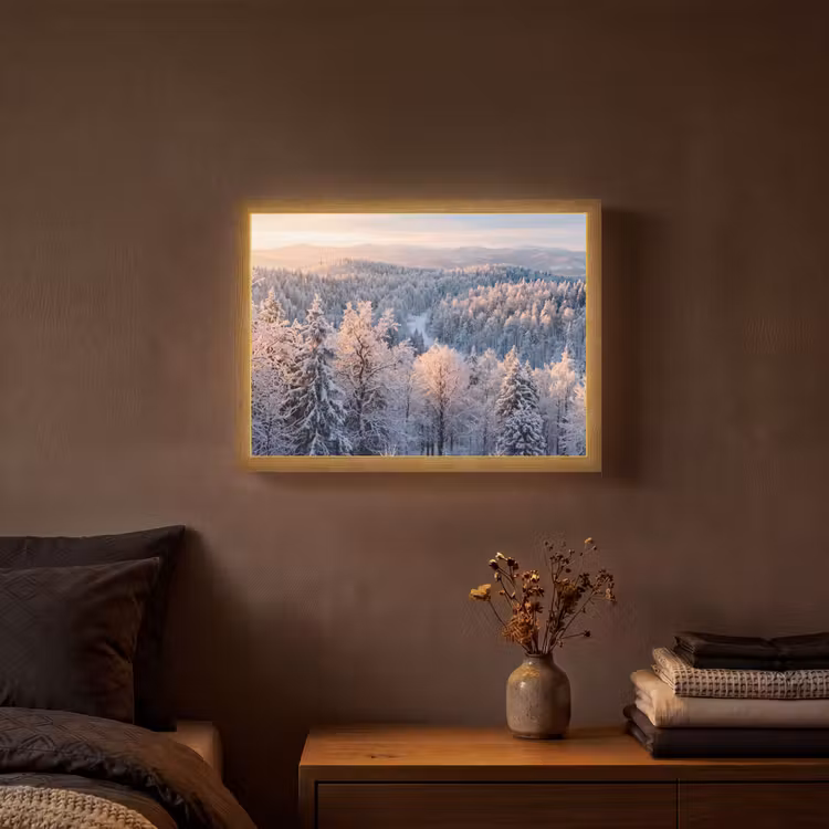 Lightbox - Wandlamp - Bos - Bergen - Goud - Winter - Warm — 3