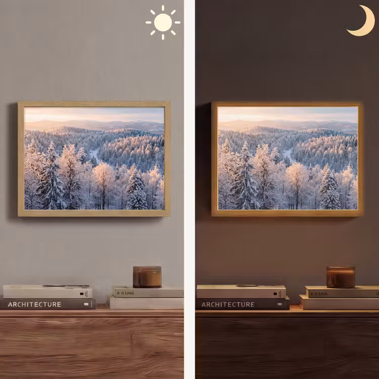 Lightbox - Wandlamp - Bos - Bergen - Goud - Winter - Warm — 6