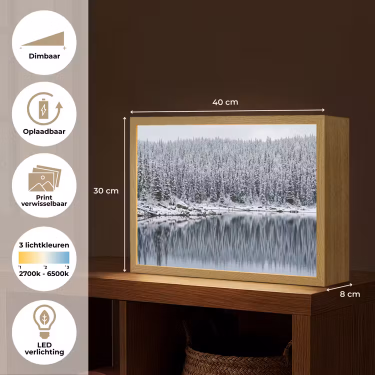 Lightbox - Wandlamp - Bos - Reflectie - Meer - Winter - Serene — 10