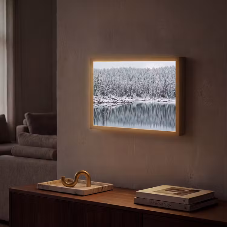 Lightbox - Wandlamp - Bos - Reflectie - Meer - Winter - Serene — 2
