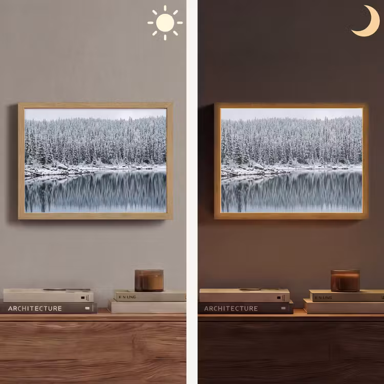Lightbox - Wandlamp - Bos - Reflectie - Meer - Winter - Serene — 6