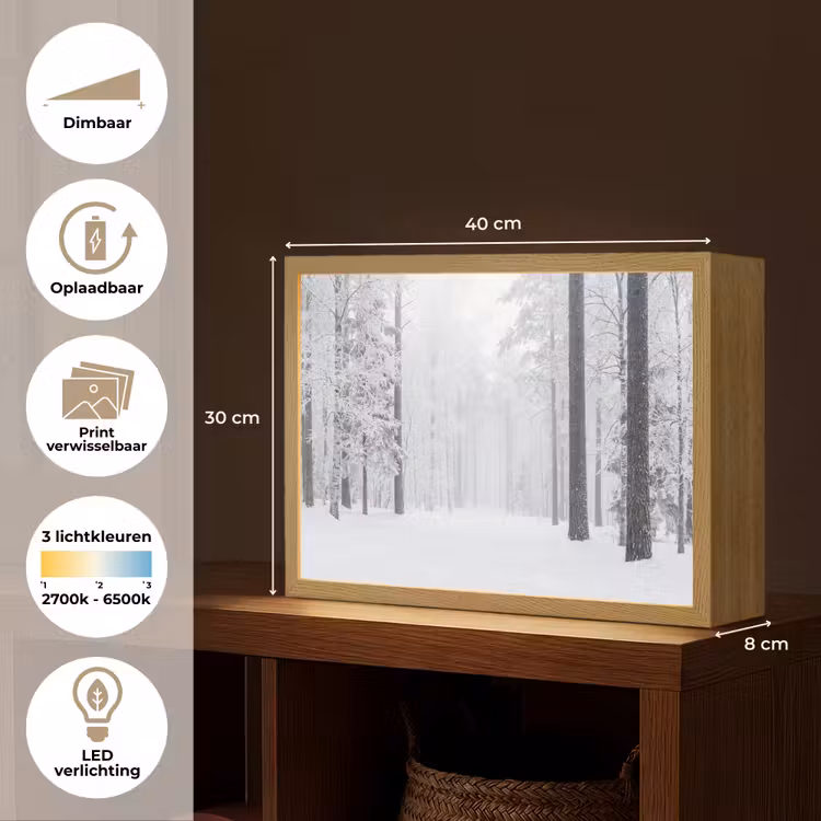 Lightbox - Wandlamp - Bos - Sneeuw - Pad - Winter - Stilte — 10