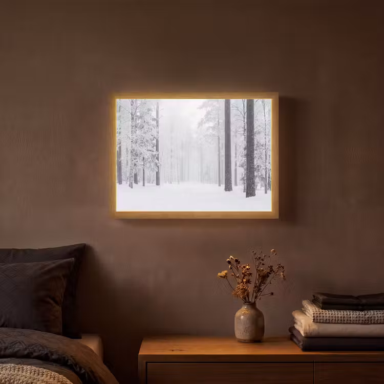 Lightbox - Wandlamp - Bos - Sneeuw - Pad - Winter - Stilte — 3