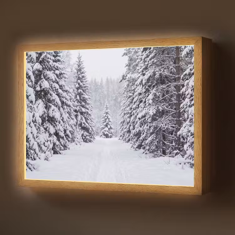 Lightbox - Wandlamp - Bos - Winter - Sneeuw - Pad - Natuur — 1
