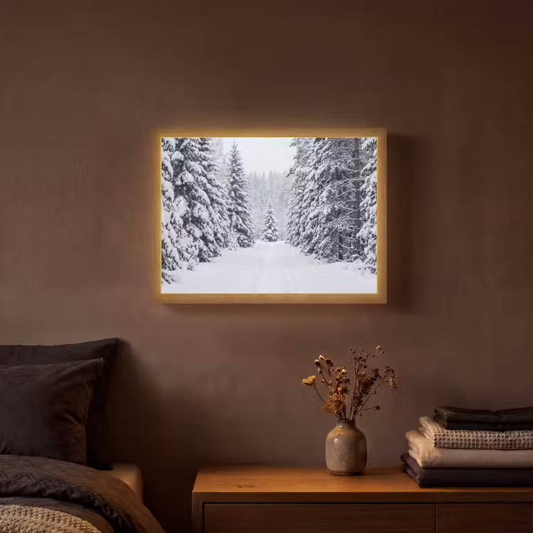 Lightbox - Wandlamp - Bos - Winter - Sneeuw - Pad - Natuur — 3
