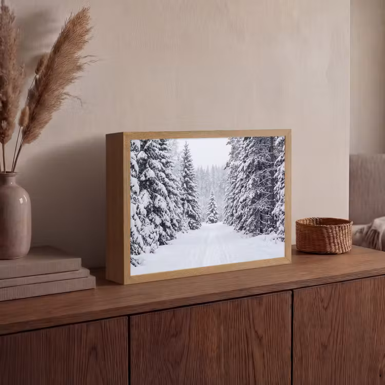 Lightbox - Wandlamp - Bos - Winter - Sneeuw - Pad - Natuur — 4