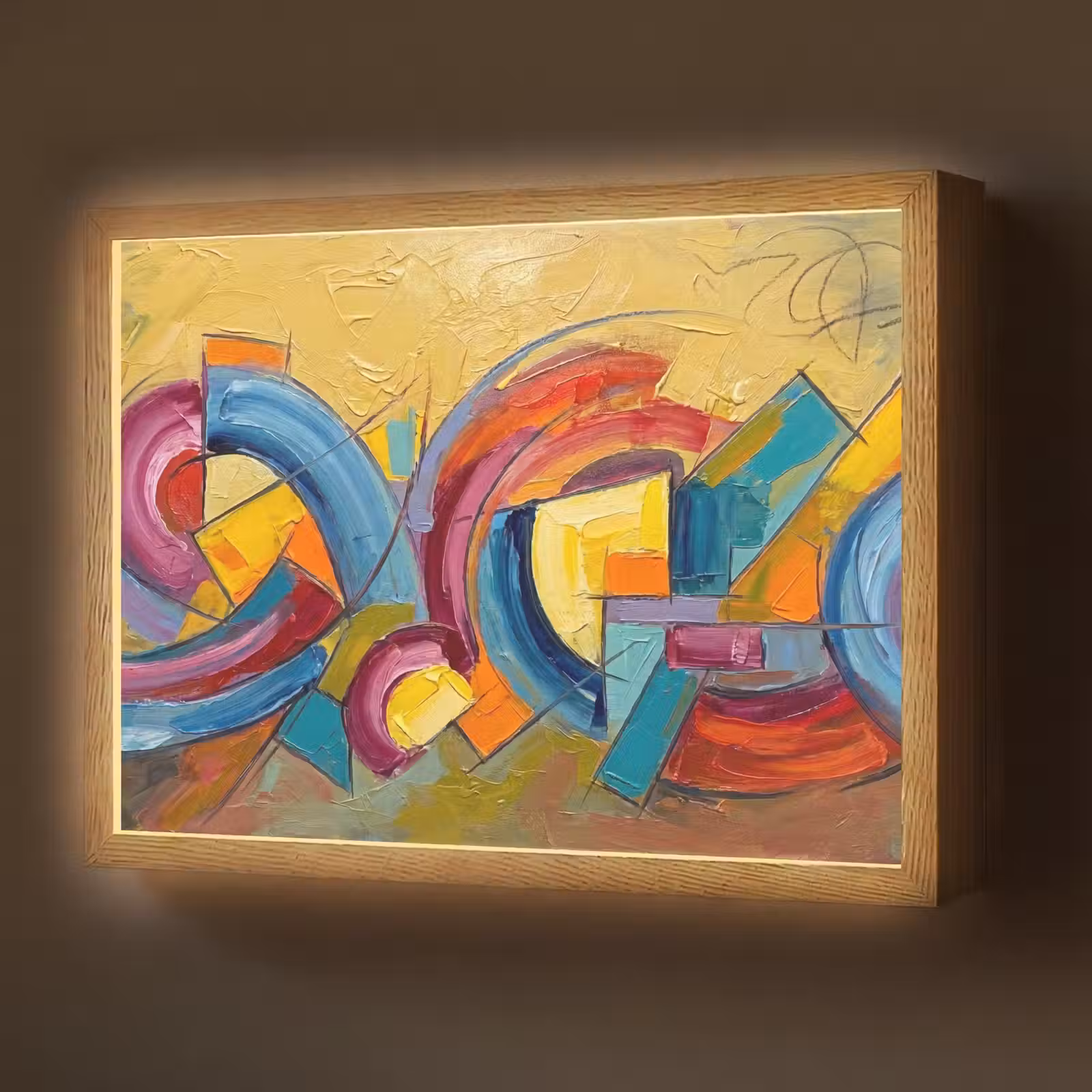 Lightbox - Wandlamp - Abstract - Cirkels - Schilderij - Kleurrijk - Dynamisch — 1
