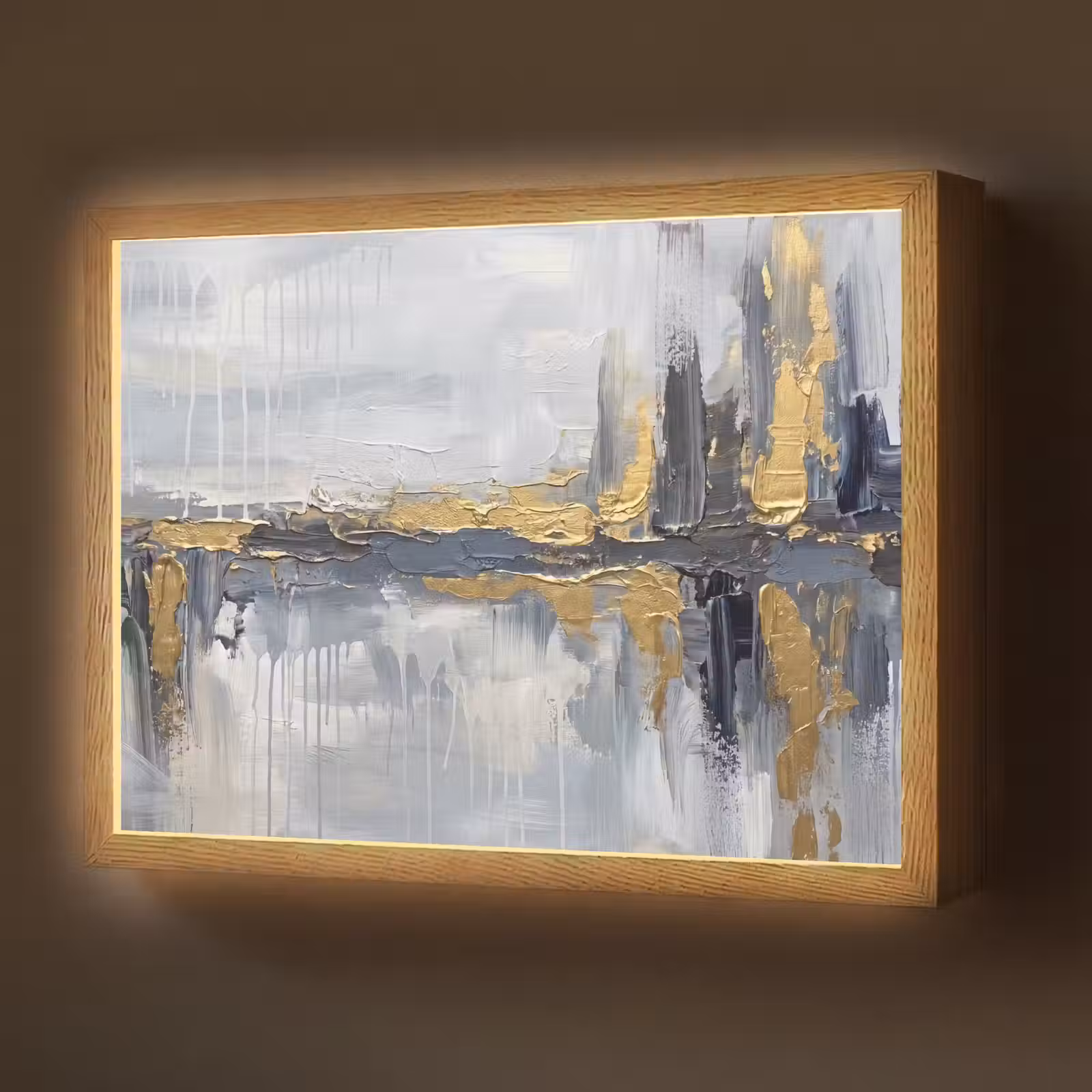 Lightbox - Wandlamp - Abstract - Structuur - Goud - Grijs - Modern — 1