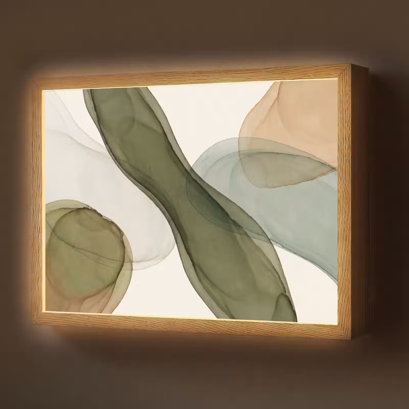 Lightbox - Wandlamp - Abstract - Vormen - Modern - Kunst - Groen - Bruin — 1