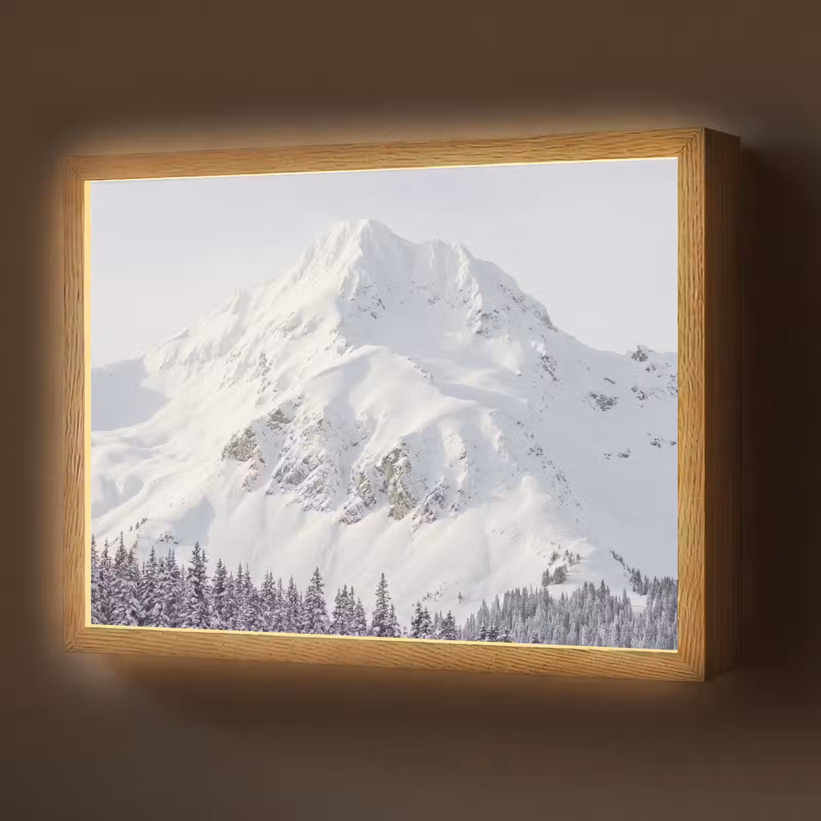Lightbox - Wandlamp - Berg - Sneeuw - Winter - Natuur - Wit — 1