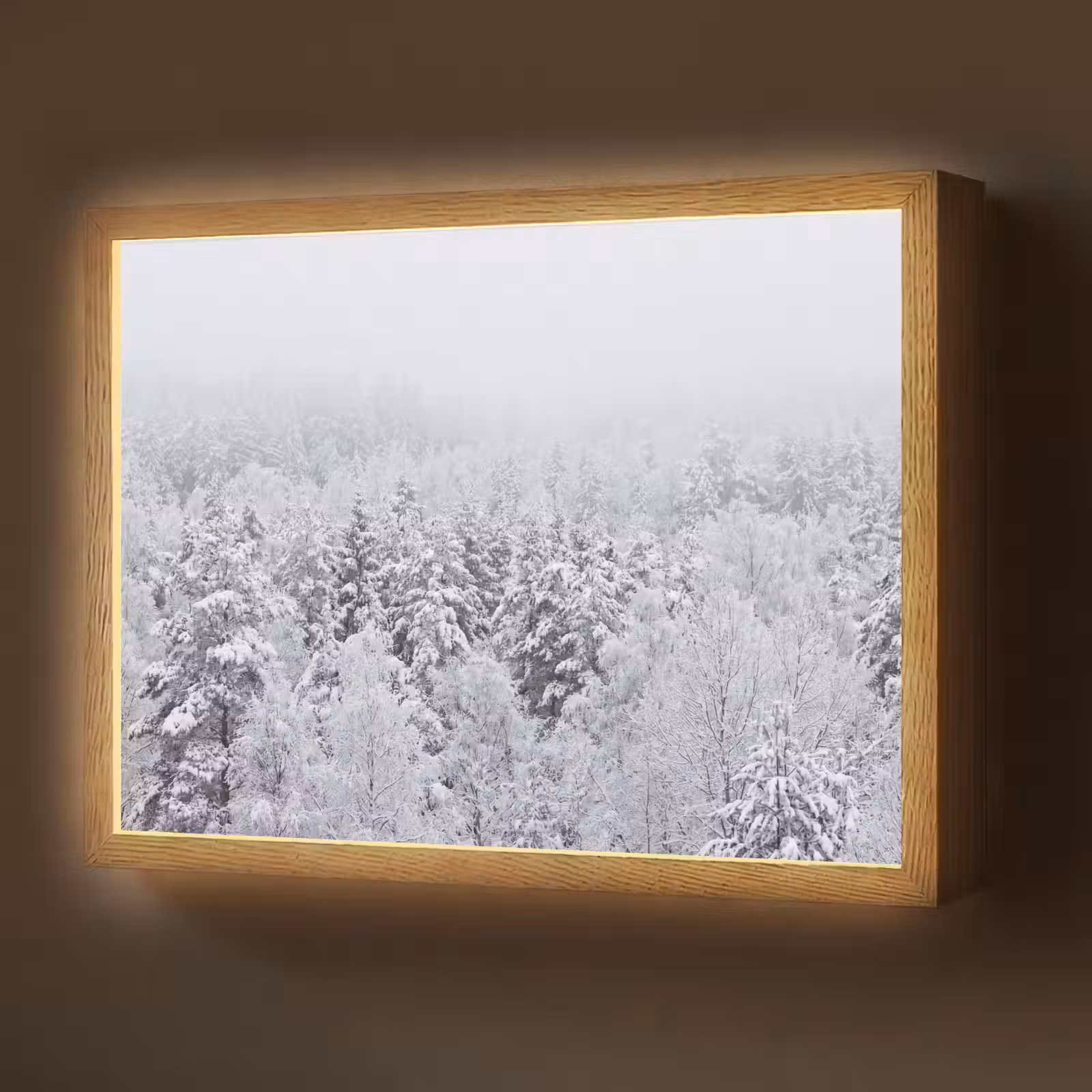 Lightbox - Wandlamp - Bos - Sneeuw - Winter - Natuur - Wit — 1