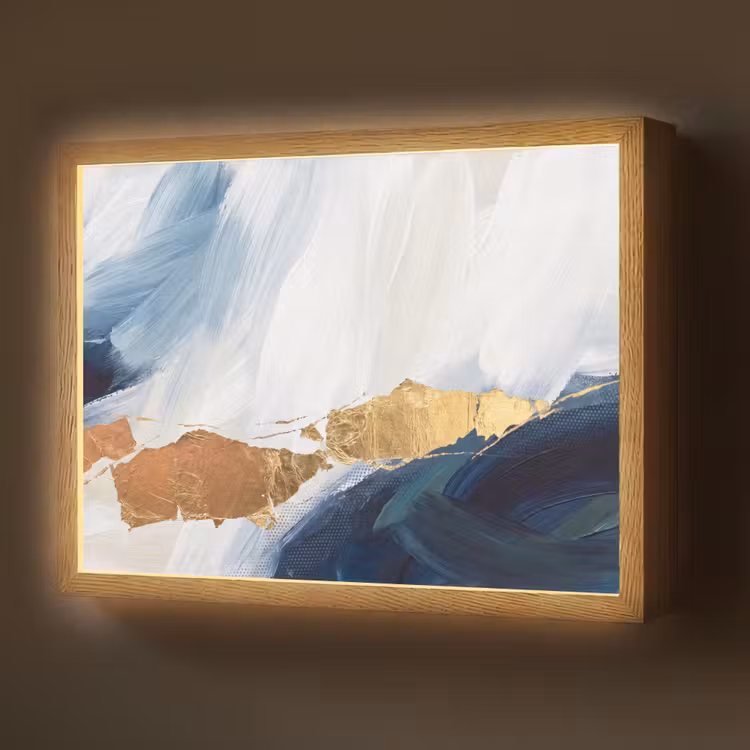 Lightbox - Wandlamp - Abstract - Acryl - Blauw - Goud - Elegant — 1