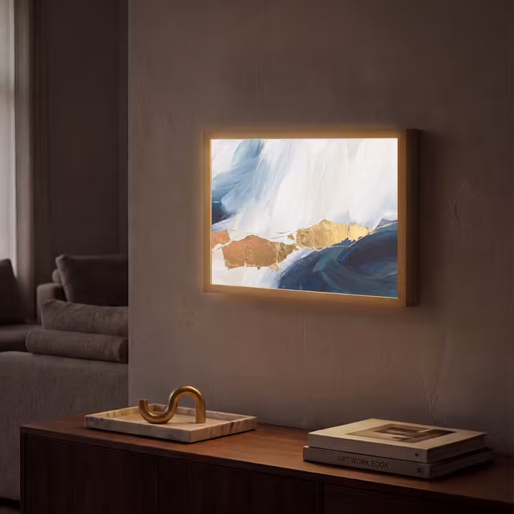 Lightbox - Wandlamp - Abstract - Acryl - Blauw - Goud - Elegant — 2