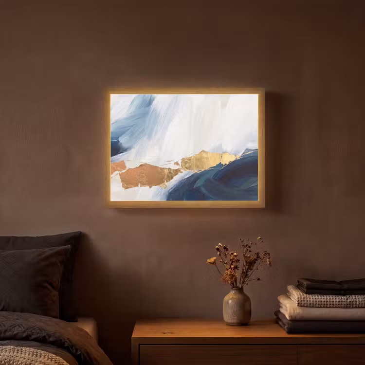 Lightbox - Wandlamp - Abstract - Acryl - Blauw - Goud - Elegant — 3
