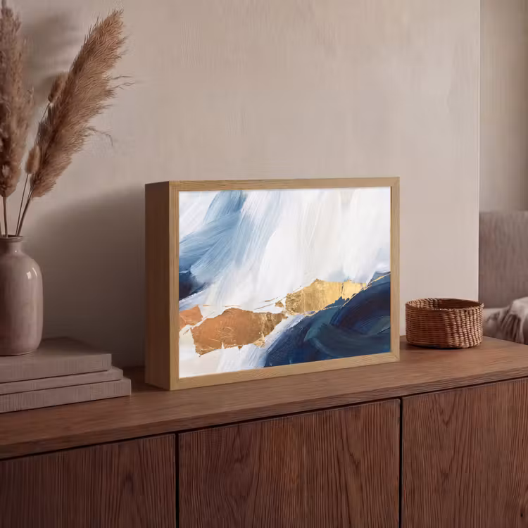 Lightbox - Wandlamp - Abstract - Acryl - Blauw - Goud - Elegant — 4