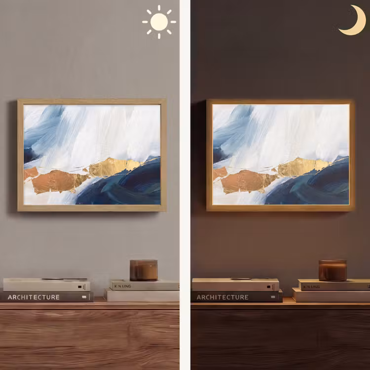 Lightbox - Wandlamp - Abstract - Acryl - Blauw - Goud - Elegant — 6