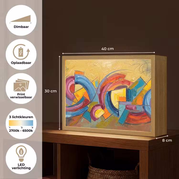 Lightbox - Wandlamp - Abstract - Cirkels - Schilderij - Kleurrijk - Dynamisch — 10