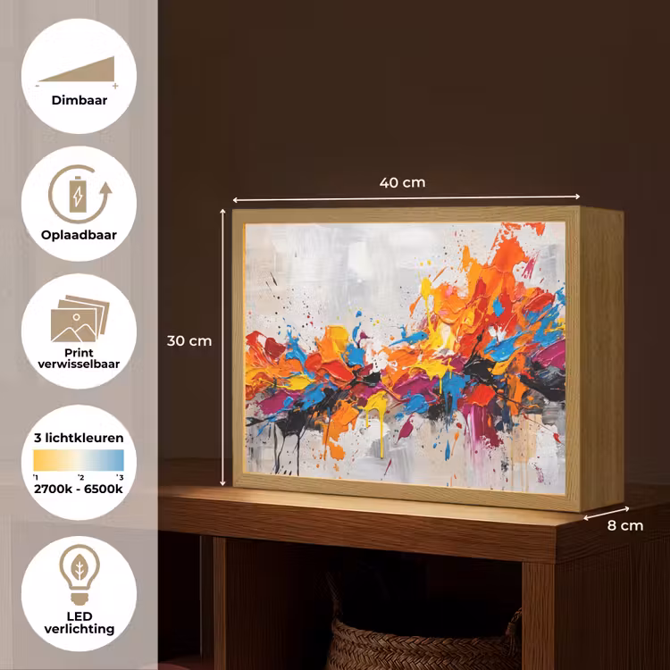 Lightbox - Wandlamp - Abstract - Schilderij - Kleurrijk - Dynamisch — 10