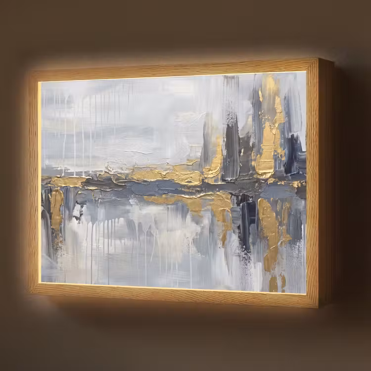 Lightbox - Wandlamp - Abstract - Structuur - Goud - Grijs - Modern — 1