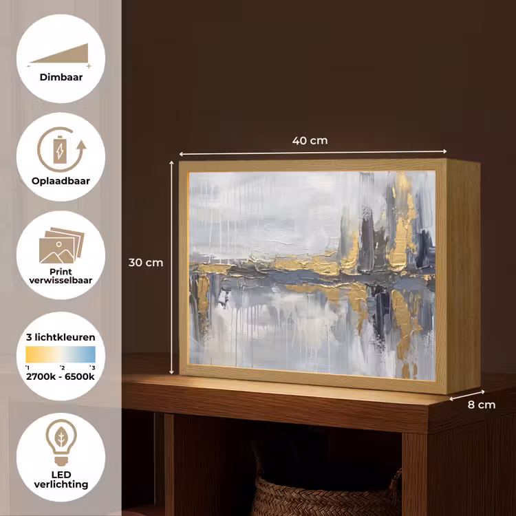 Lightbox - Wandlamp - Abstract - Structuur - Goud - Grijs - Modern — 10