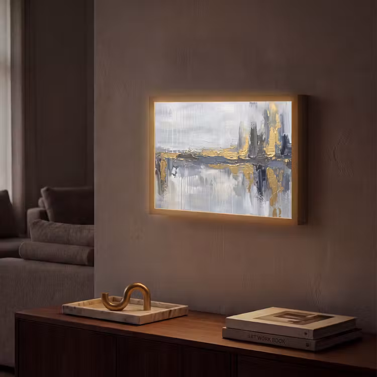 Lightbox - Wandlamp - Abstract - Structuur - Goud - Grijs - Modern — 2