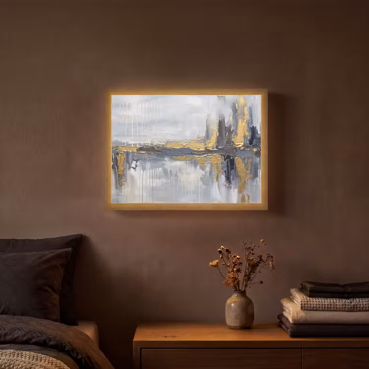 Lightbox - Wandlamp - Abstract - Structuur - Goud - Grijs - Modern — 3
