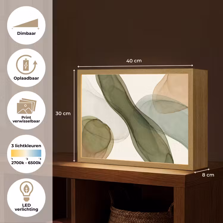 Lightbox - Wandlamp - Abstract - Vormen - Modern - Kunst - Groen - Bruin — 10
