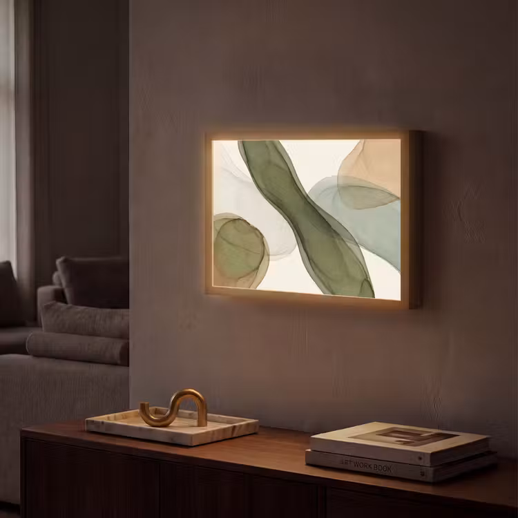 Lightbox - Wandlamp - Abstract - Vormen - Modern - Kunst - Groen - Bruin — 2