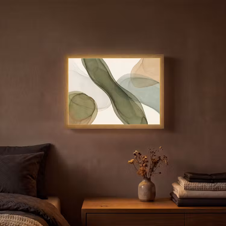 Lightbox - Wandlamp - Abstract - Vormen - Modern - Kunst - Groen - Bruin — 3