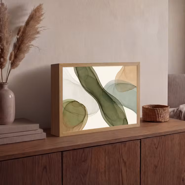 Lightbox - Wandlamp - Abstract - Vormen - Modern - Kunst - Groen - Bruin — 4