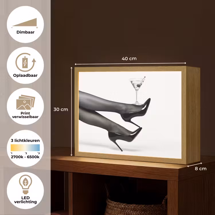 Lightbox - Wandlamp - Benen - Hakken - Glas - Zwart - Wit - Speels — 10