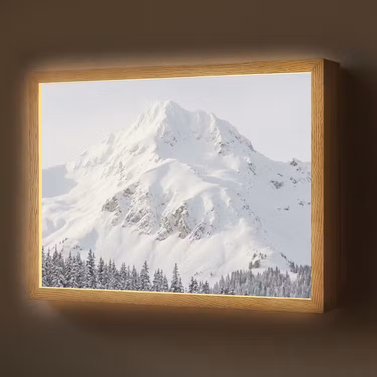 Lightbox - Wandlamp - Berg - Sneeuw - Winter - Natuur - Wit — 1