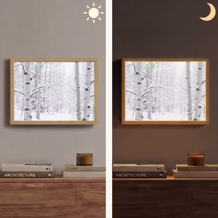 Lightbox - Wandlamp - Berkenbomen - Sneeuw - Winter - Bos - Wit — 6