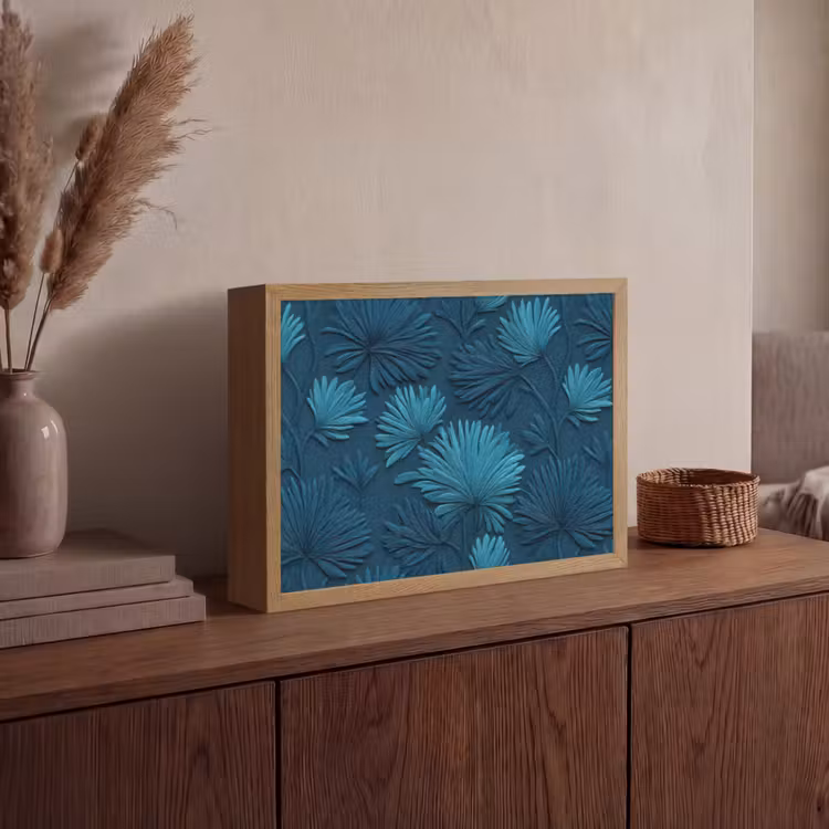 Lightbox - Wandlamp - Bladeren - Reliëf - Patroon - Oceaanblauw - Modern — 4