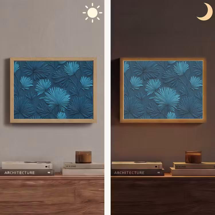 Lightbox - Wandlamp - Bladeren - Reliëf - Patroon - Oceaanblauw - Modern — 6