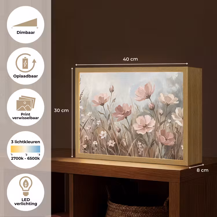 Lightbox - Wandlamp - Bloemen - Botanisch - Schilderij - Pastel - Rustiek — 10