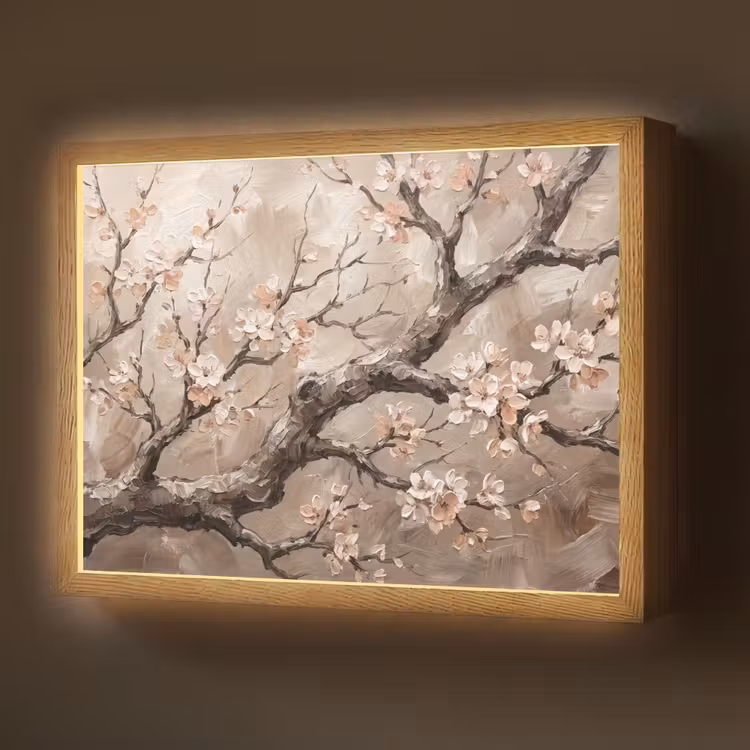 Lightbox - Wandlamp - Bloesem - Takken - Schilderij - Beige - Serene — 1