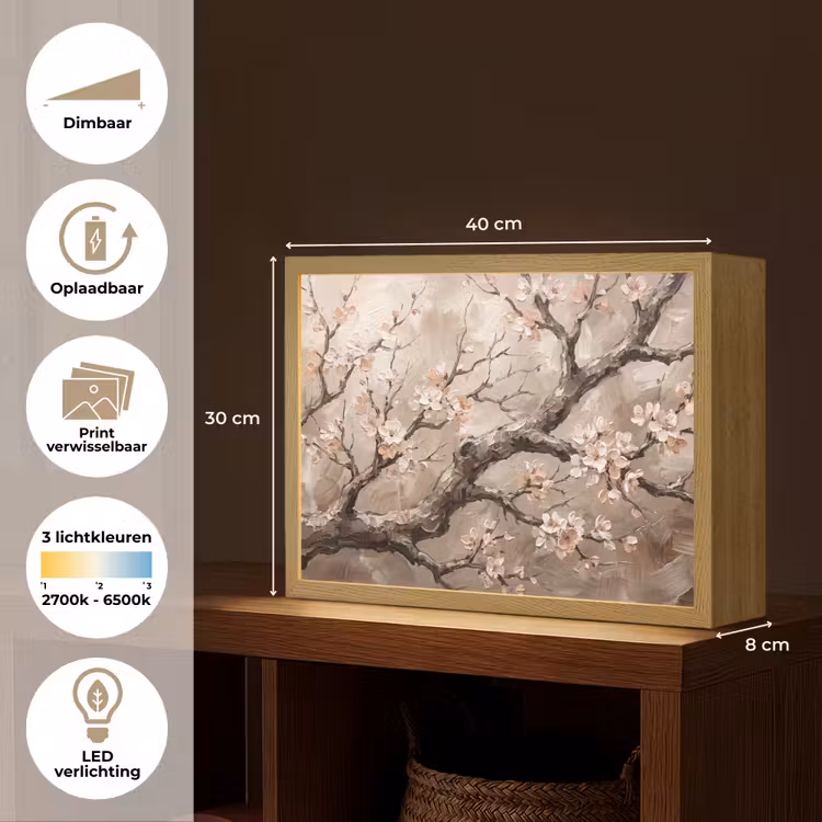 Lightbox - Wandlamp - Bloesem - Takken - Schilderij - Beige - Serene — 10