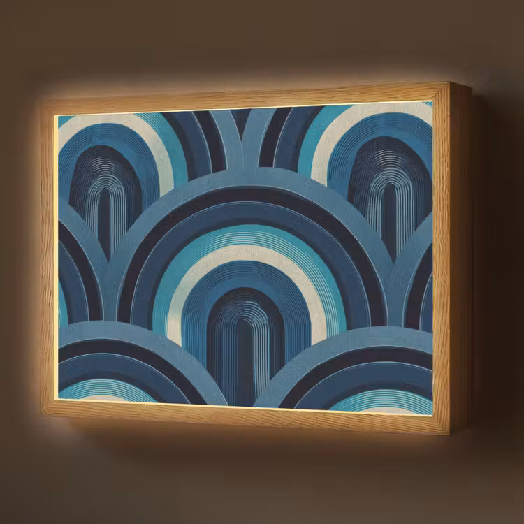 Lightbox - Wandlamp - Bogen - Geometrisch - Patroon - Blauw - Retro — 1