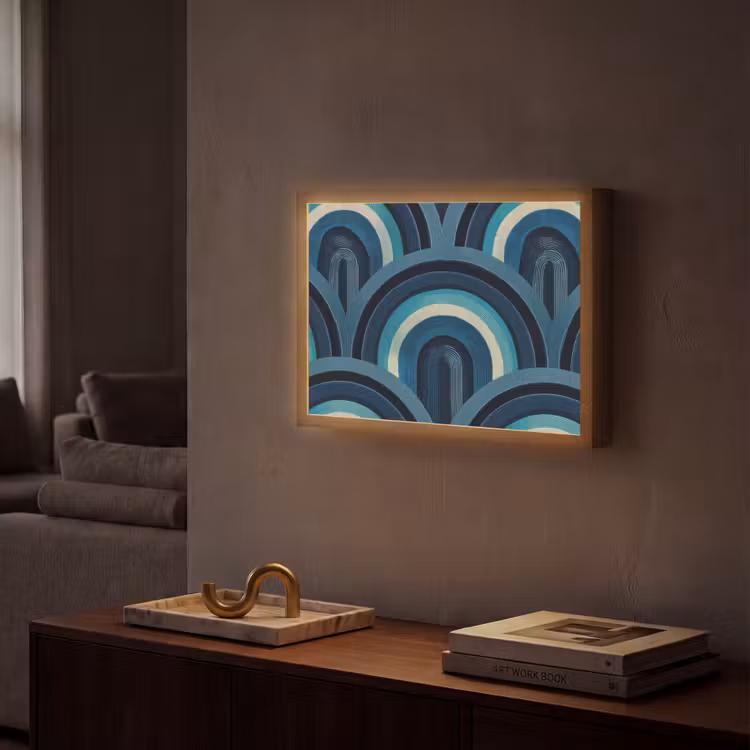 Lightbox - Wandlamp - Bogen - Geometrisch - Patroon - Blauw - Retro — 2