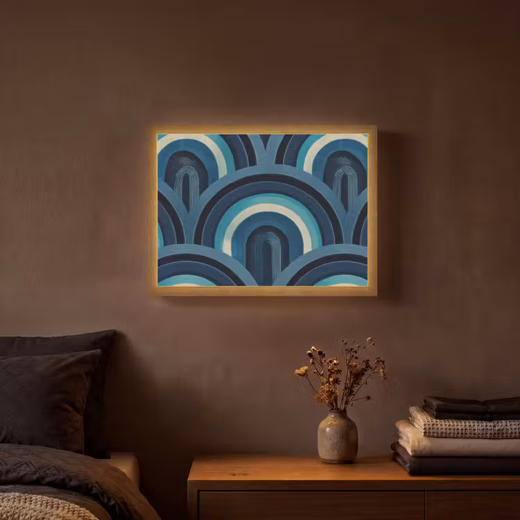 Lightbox - Wandlamp - Bogen - Geometrisch - Patroon - Blauw - Retro — 3