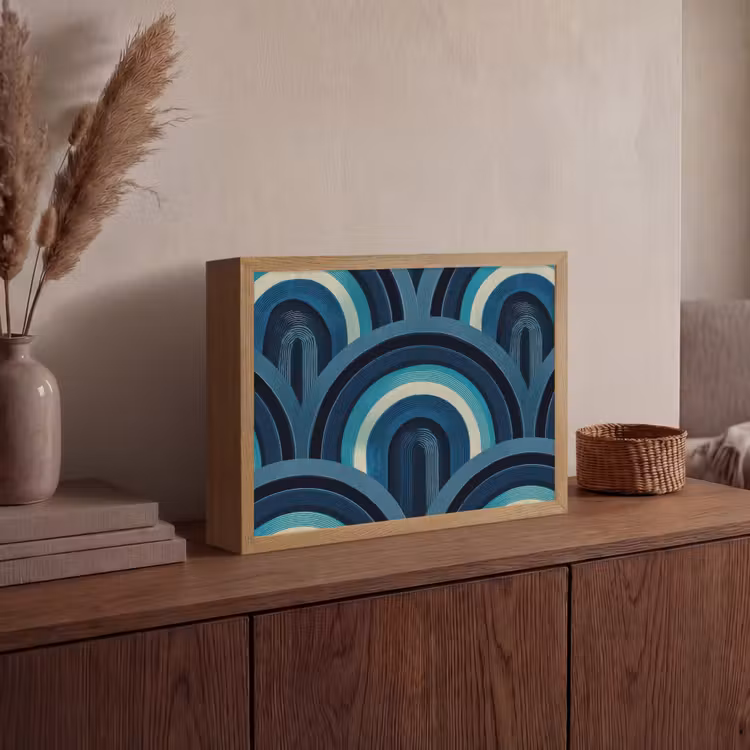 Lightbox - Wandlamp - Bogen - Geometrisch - Patroon - Blauw - Retro — 4