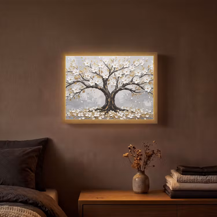 Lightbox - Wandlamp - Boom - Bloemen - Natuur - Abstract - Wit — 3