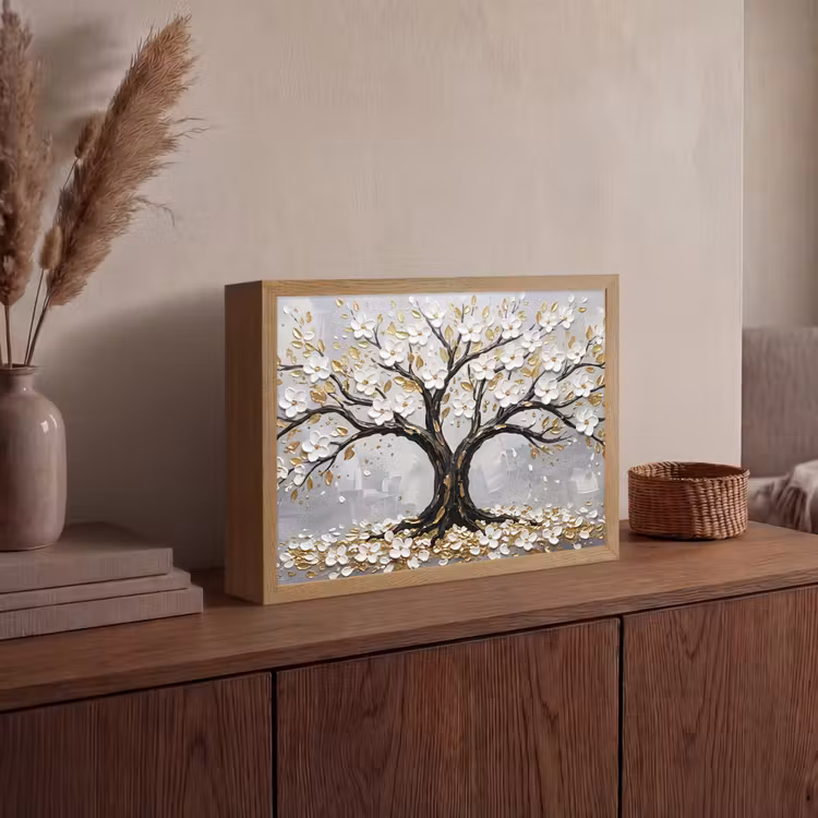 Lightbox - Wandlamp - Boom - Bloemen - Natuur - Abstract - Wit — 4