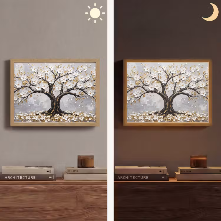 Lightbox - Wandlamp - Boom - Bloemen - Natuur - Abstract - Wit — 6