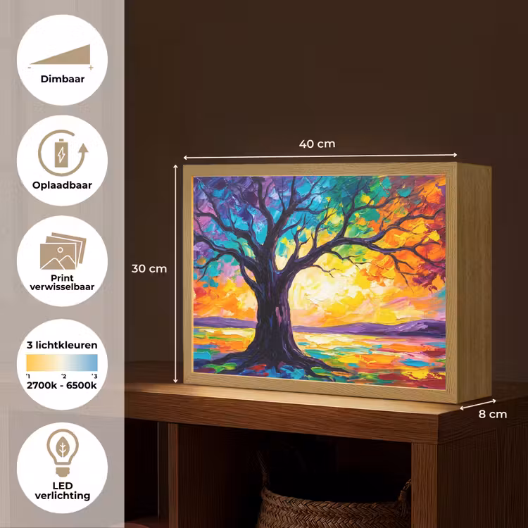 Lightbox - Wandlamp - Boom - Landschap - Natuur - Abstract - Kleurrijk — 10