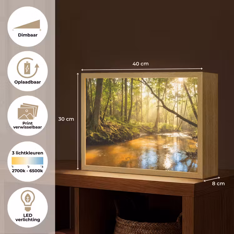 Lightbox - Wandlamp - Bos - Beek - Zonlicht - Natuur - Groen — 10