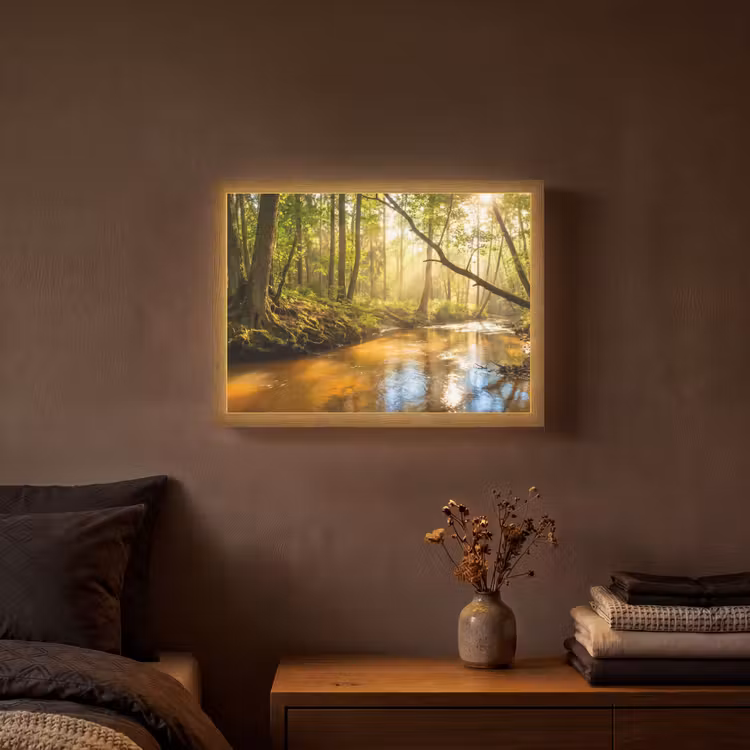 Lightbox - Wandlamp - Bos - Beek - Zonlicht - Natuur - Groen — 3